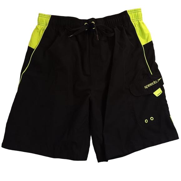Speedo Swim Board Shorts XL Black/Lime Beach Pool Summer Neon - Picture 2 of 13